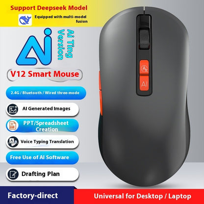 Ai Voice Mouse Wireless Bluetooth Dual-Mode Rechargeable for Laptop Pc Voice Typing Translation Deepseek Gpt intelligent Office