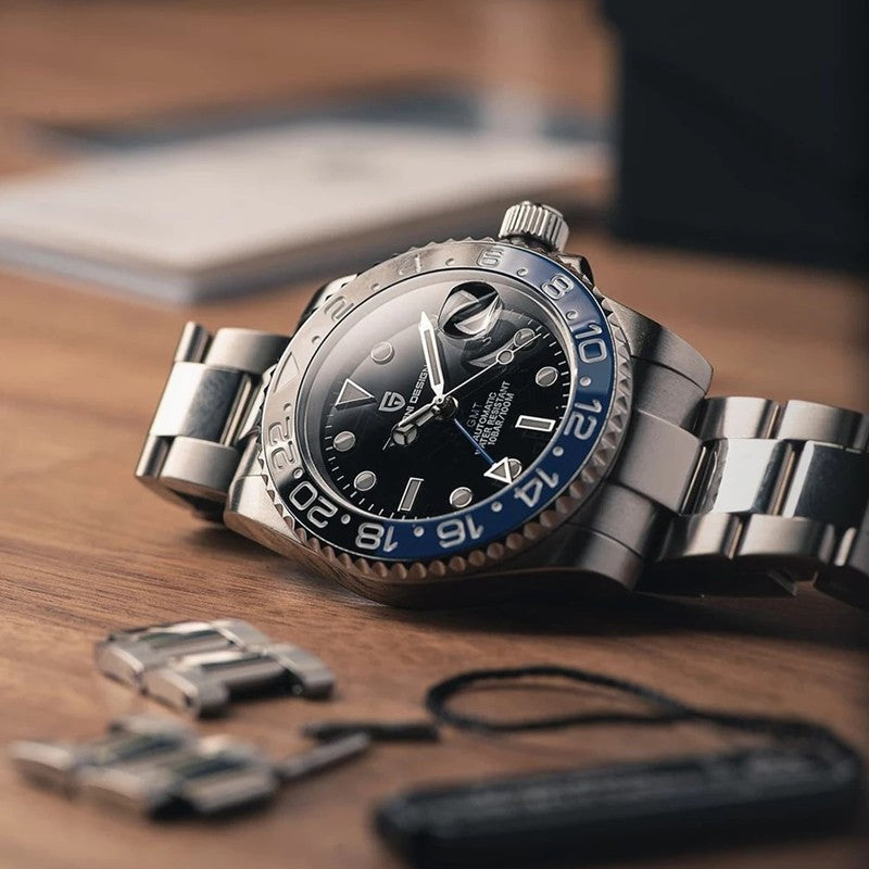 PAGANI DESIGN V3 Versão Relógios GMT Masculino Luxo Safira Relógio Automático Mecânico 40MM Aço Inoxidável À Prova D' Água