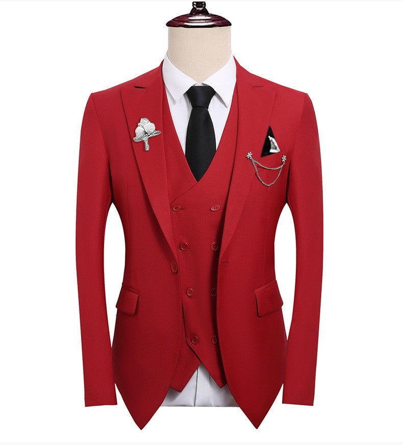 High Quality Classic Men Suit Tuxedo Peak Lapel Groomsmen Wedding Suits Set 3 Pieces(Jacket+Pants+Vest)Fashion Men Business Suit