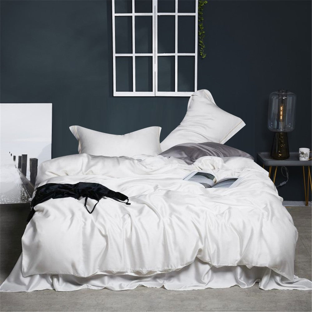 Lofuka Top Grade 100% Silk Green Bedding Set Queen King Silky Sexy Honeymoon Duvet Cover Bed Linen Flat Sheet Pillowcase