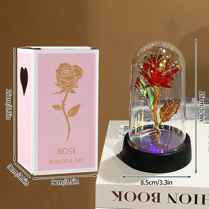 Eternal Rose Flowers Artificial Foil Flower in Glass Glow Immortal Flower LED Roses Lamp Flores Eternas Christmas Lover Gift