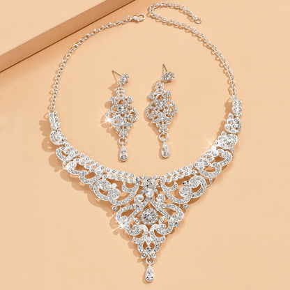 Conjunto de joias estilo palaciano com design sofisticado, joias femininas de luxo com strass incrustados