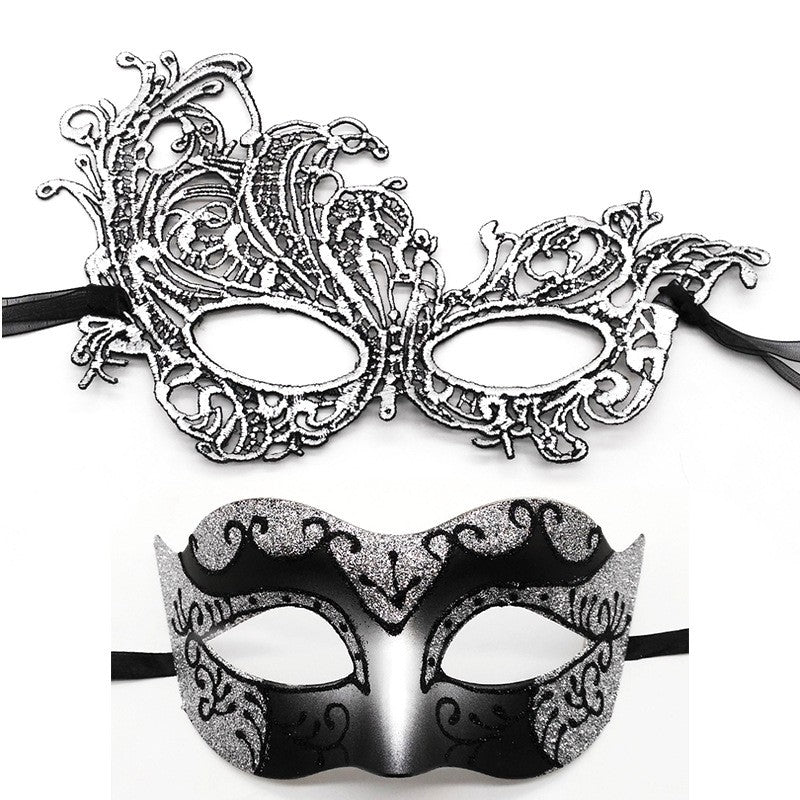 2Pcs Couples Gold Purple Black Blue Lace Masks Butterfly Venetian Face Cover for Mardi Gras Halloween Masquerade Party Costume