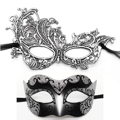 2Pcs Couples Gold Purple Black Blue Lace Masks Butterfly Venetian Face Cover for Mardi Gras Halloween Masquerade Party Costume