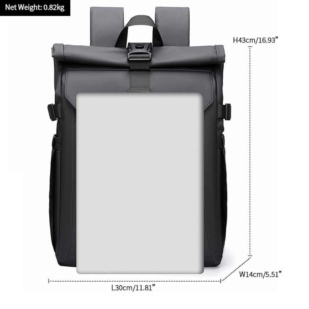 Men's Backpack Roll Top Bag Waterproof Laptop Compartment for Work Travel School Bag Hiking Bookbag Mens Gifts