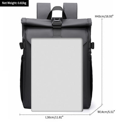 Men's Backpack Roll Top Bag Waterproof Laptop Compartment for Work Travel School Bag Hiking Bookbag Mens Gifts