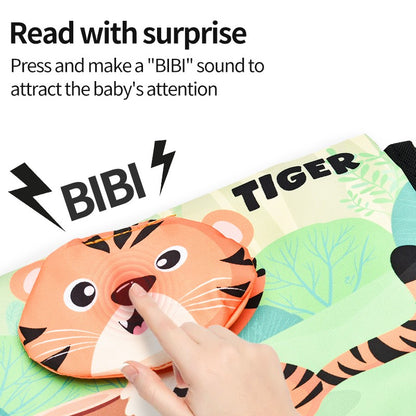 Livro de Pano Engraçado em Preto e Branco para Bebês Brinquedo Educacional Montessori para Crianças Recém-nascidos Brinquedos com Espelho para Tummy Time