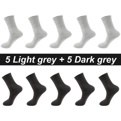 10Pairs/Lot Men Combed Cotton Socks Black Casual Business Breathable High Quality Man Sock New For Male Plus Size EU38-48