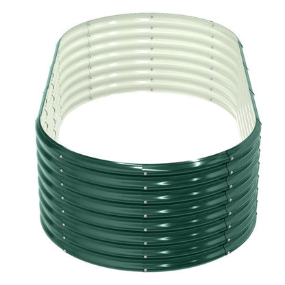 8x4x2ft Oval Galvanized Metal Raised Garden Bed Planter for Veggies, Fruits & Flowers, Green Outdoor Gardening Box