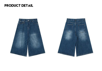 Men's Jeans American Style Vintage Loose Fit Wide Leg Straight Leg Denim Shorts Fashion Design Summer Y2k Gothic Washed Shorts