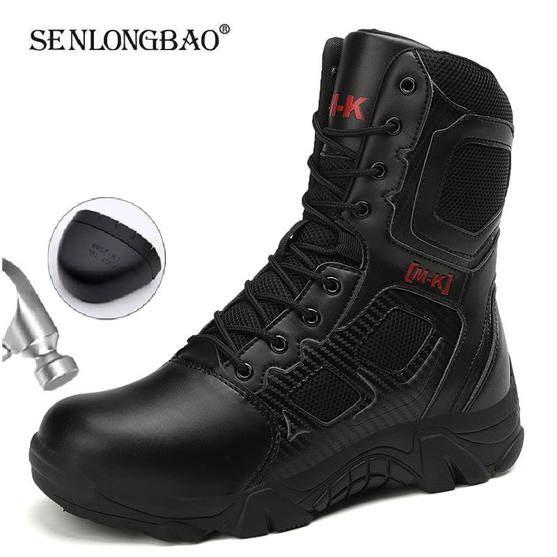 Botas de Segurança Masculinas Impermeáveis para Exteriores com Bico de Aço, Botas de Trabalho Masculinas Antiesmagamento com Bico de Aço, Tamanho 47