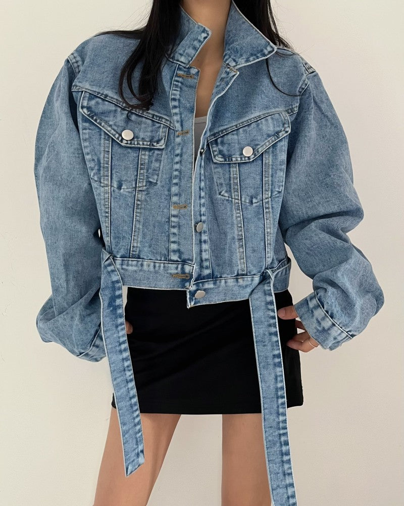 2 colors Women's casual Jean Coats 2025 Spring Women Denim Jacket Long Sleeve cropped Female Girls streetwear(N2418)