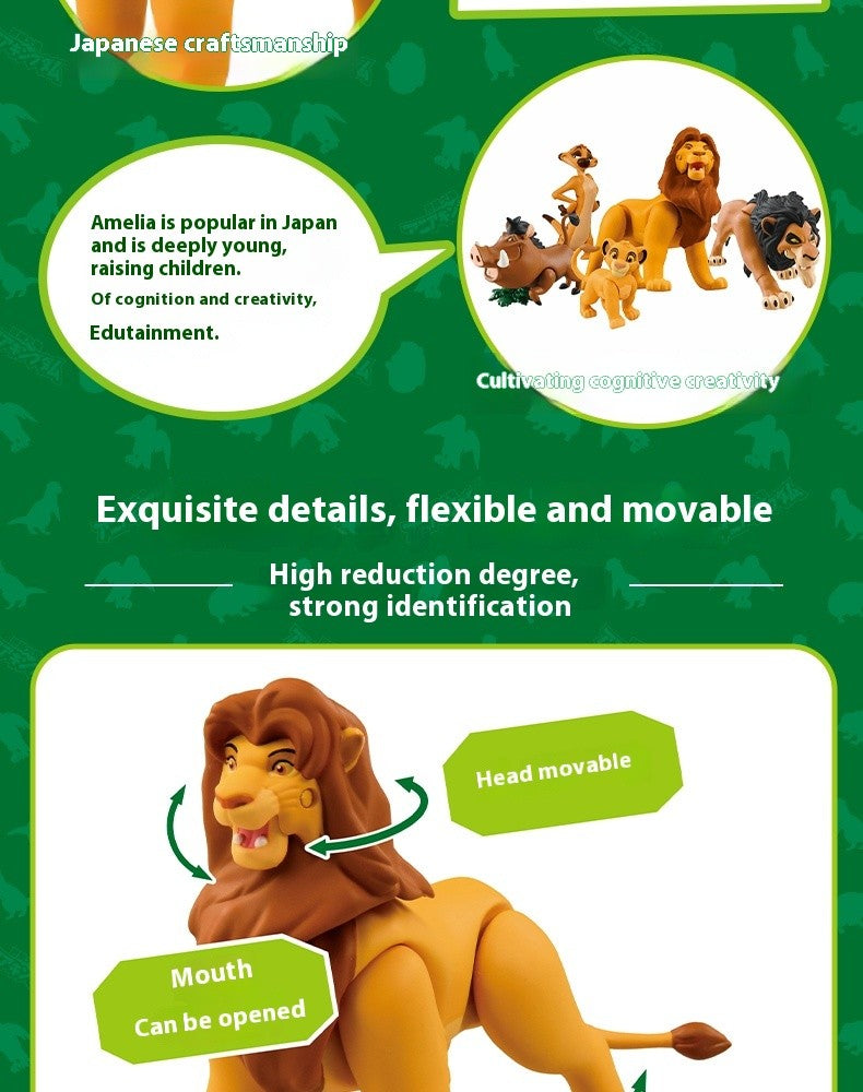 Em estoque Disney O Rei Leão Bonecos de Ação Brinquedos Simba Adulto Mufasa Scar Modelo de Brinquedo Animal Simulação Articulação Móvel de Presente