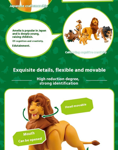 Em estoque Disney O Rei Leão Bonecos de Ação Brinquedos Simba Adulto Mufasa Scar Modelo de Brinquedo Animal Simulação Articulação Móvel de Presente