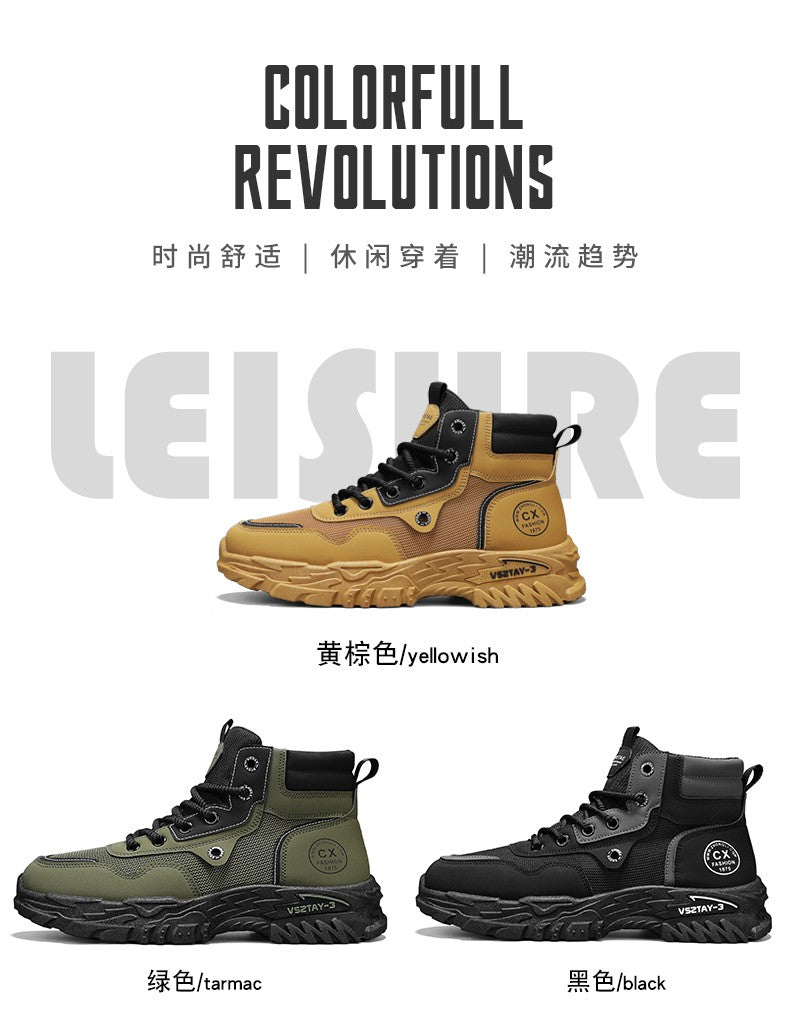 Botas de trabalho masculinas de inverno com cadarço, sapatos masculinos quentes de segurança, plataforma, tamanho 44, promoção, designer, antiderrapante, moda