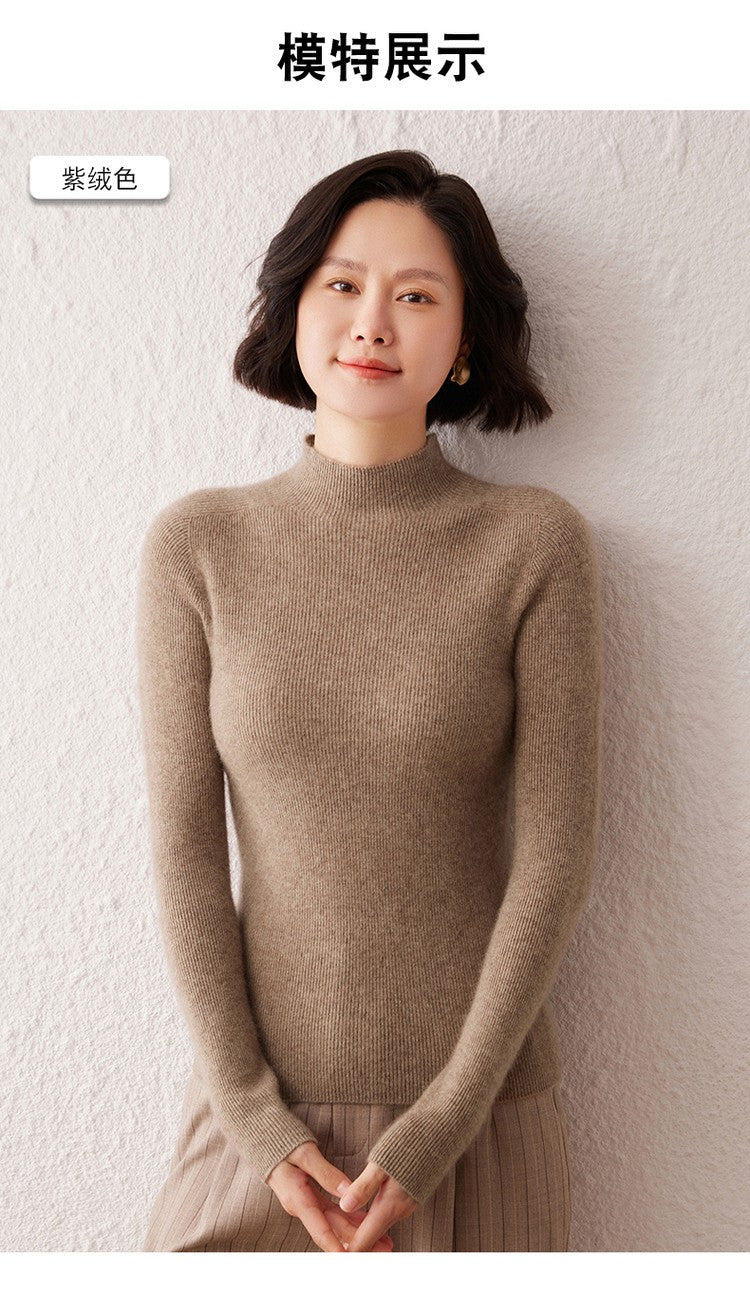 New women's sweater 100% pure cashmere high neck knitted pullover Korean version slim fit hot selling fashionable sweater