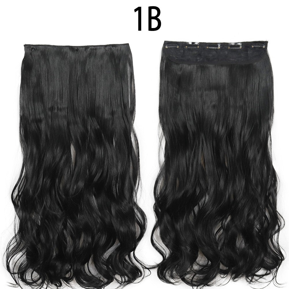 Apliques de Cabelo Sintético Liso Comprido de 5 Clipes 22'' Fibra de Alta Resistência ao Calor Preto Castanho Loiro