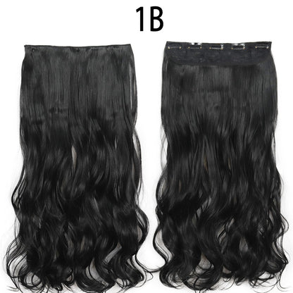 Apliques de Cabelo Sintético Liso Comprido de 5 Clipes 22'' Fibra de Alta Resistência ao Calor Preto Castanho Loiro