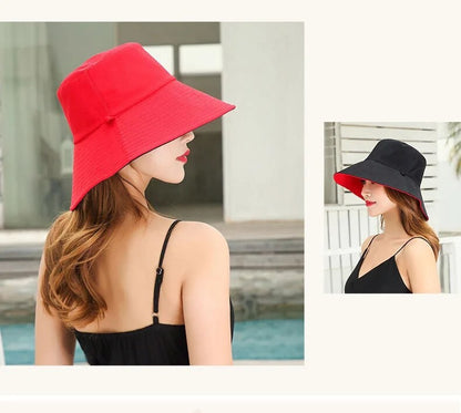Chapéu de Pescador Feminino, Proteção Facial para o Verão, Protetor Solar, Chapéu de Sol de Aba Larga, Dupla Face e Versátil de Celebridades da Internet