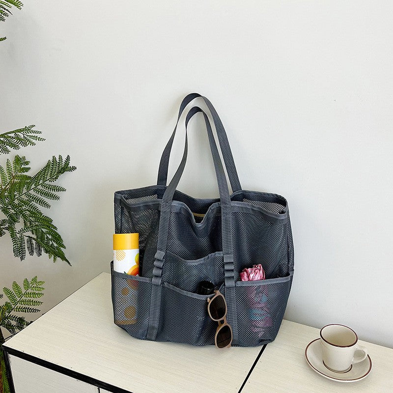 Foldable Lightweight Beach Bags Large Capacity Grocery Produce Tote Bag Beach Shoulder Bag Women's Casual Shopping Bags