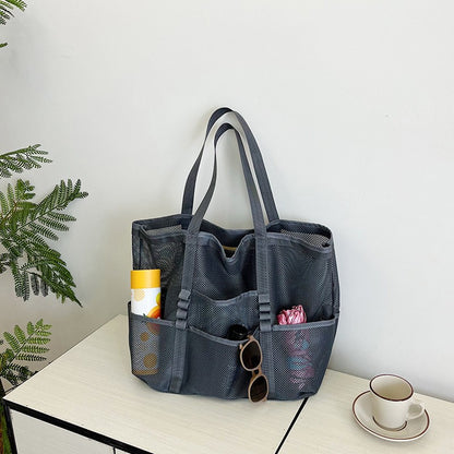 Foldable Lightweight Beach Bags Large Capacity Grocery Produce Tote Bag Beach Shoulder Bag Women's Casual Shopping Bags