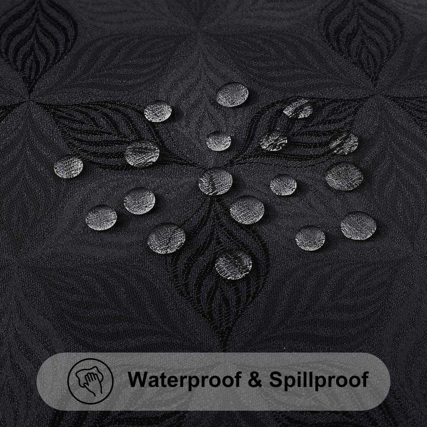 Olanly Rectangle Table Cloth For Home Jacquard Dyeing Tablecloth For Banquet Party Leaf Flower Diagram Polyester Tablecloth Grey