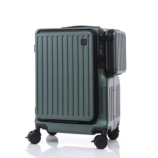 Multifunctional Carry on Suitcase Front Opening Laptop Boarding Case USB Charging Trolley Case 20 Inch ABS + PC Travel Luggage