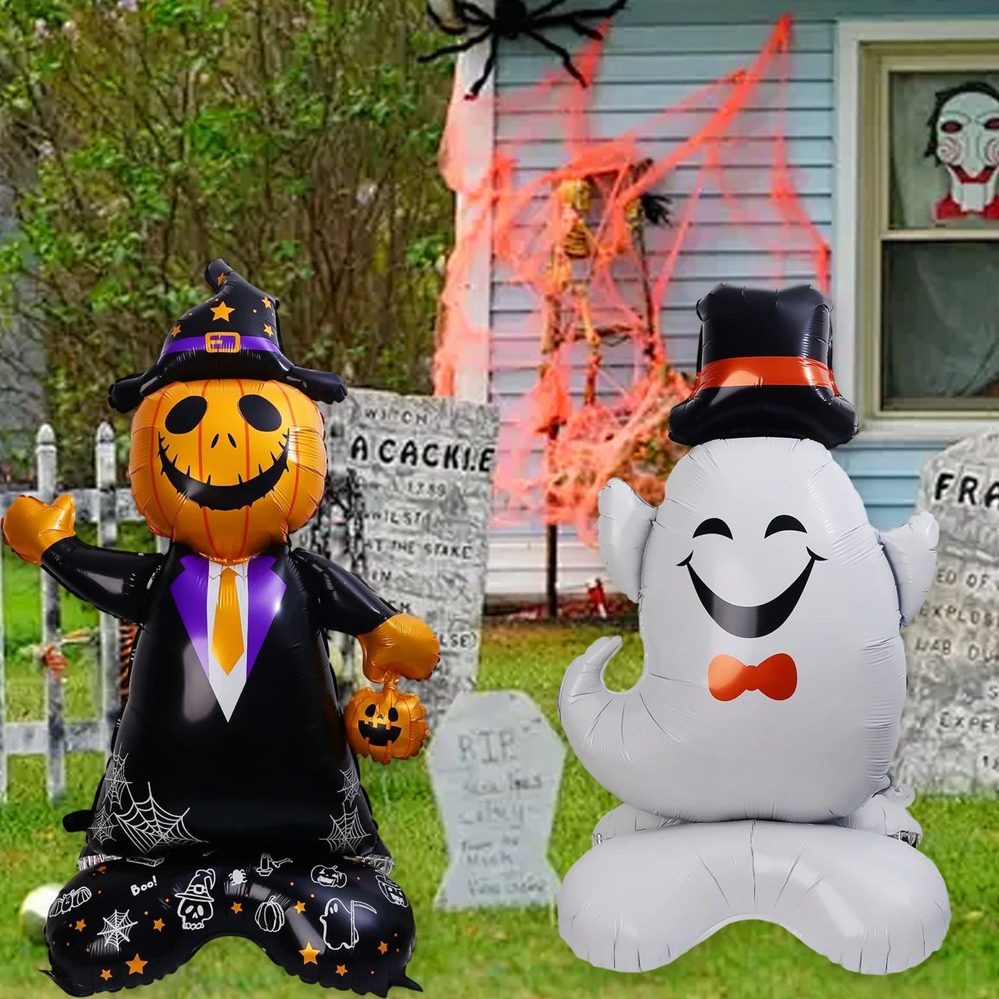 Halloween Party Giant Foil Balloons Inflatable Toys Decor Pumpkin Soldier Witch Ghost Skeleton Reaper Aluminum Standing Balloon