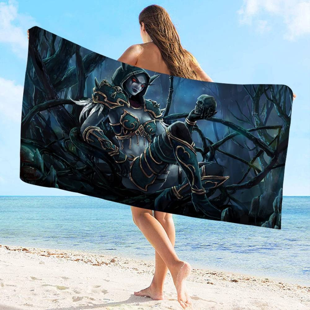 World Game Of W-Warcraft Microfiber Printed Beach Towel Mountain Climbing Yoga Beach Swimming Running Absorbent Soft Towel
