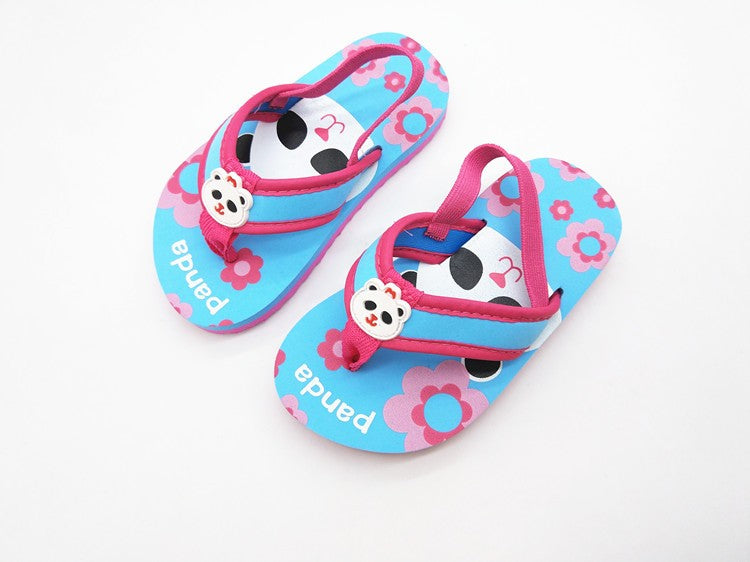 2025 Summer Children Cute Cartoon Animal Slippers Beach Shoes Kids Flip Flops Elastic Band Anti-slip Sandals Boys Girls Slippers