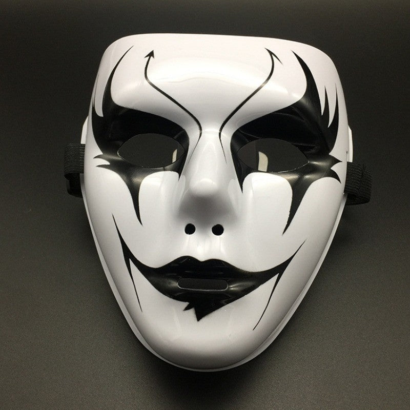 Halloween Props Masquerade Performance Full Face Mask Hand-painted White Street Dance Adult Eye Mask Death Clown Black Gold