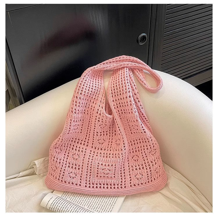 Bohemian Crochet Tote Bag for Women Handwoven Macrame Shoulder Bag with Hollow Knit Design Elegant Christmas Gift for Her, Beach