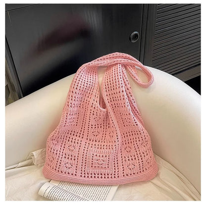 Bohemian Crochet Tote Bag for Women Handwoven Macrame Shoulder Bag with Hollow Knit Design Elegant Christmas Gift for Her, Beach