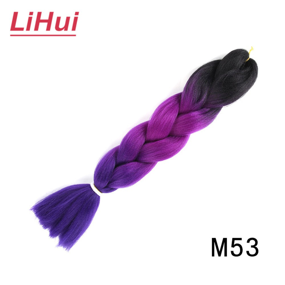 Cabelo Sintético Trança Jumbo 24 Polegadas Ombre Jumbo Extensão de Cabelo para Mulheres Tranças DIY Roxo Rosa Amarelo Cinza Lihu