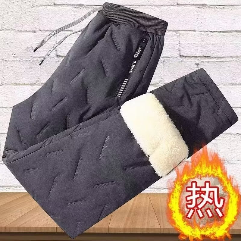 Lamb Velvet Winter Thiened Fce Lined Men's Snow Pants Outerwear Windproof Warm down Cotton Trousers Youth Faion