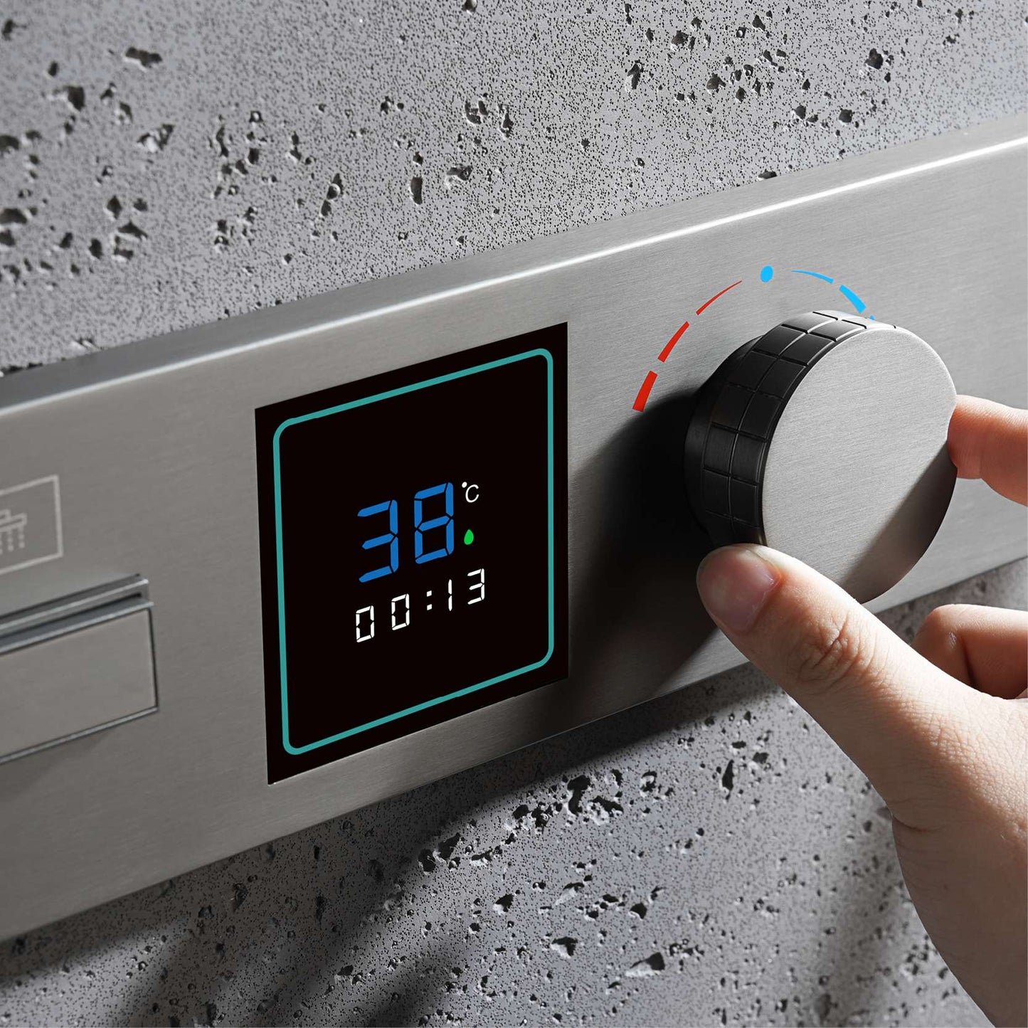 Sistema de chuveiro de latão Gunmetal luxuoso para banheiro com display de temperatura LED embutido no teto, 2 funções (chuva/cascata)