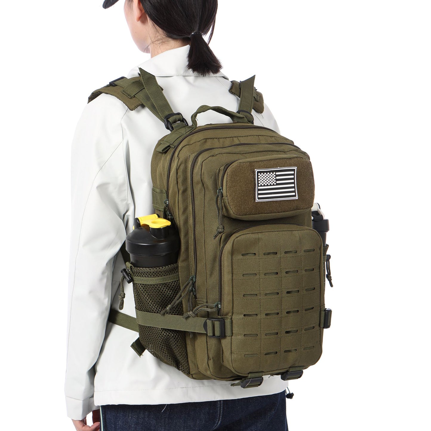 Mochila Tática 25L/50L Caça MOLLE Bolsa GYM Para Homens EDC Caminhada Ao Ar Livre Com 2 Porta-Garrafas