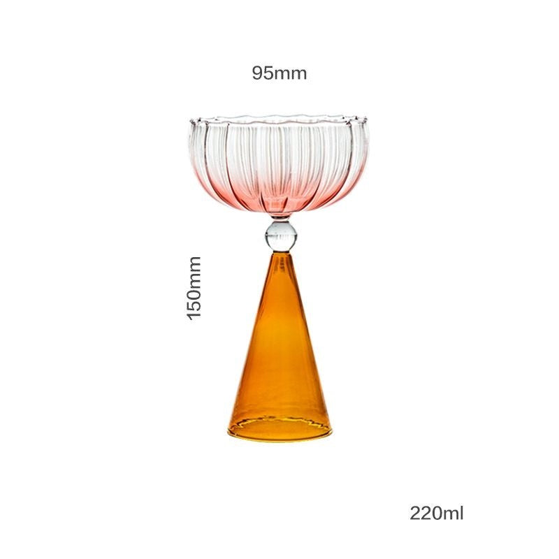 Taças de Coquetel Estilo Onda com Efeito Duas Cores Criativas Verde Azul Âmbar Roxo para Martini Mojito Champagne Margarita