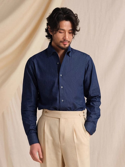 CULTUM Pure Cotton Italian Sle Men's Long Sve Slim Fit Casual Busin irt Classic k Button Collar Denim irt