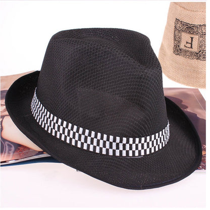 Summer short brim Fast Dry jazz hat for Children Men Women with Striped Band outdoor Beach Parent-child Cap UV protection hat