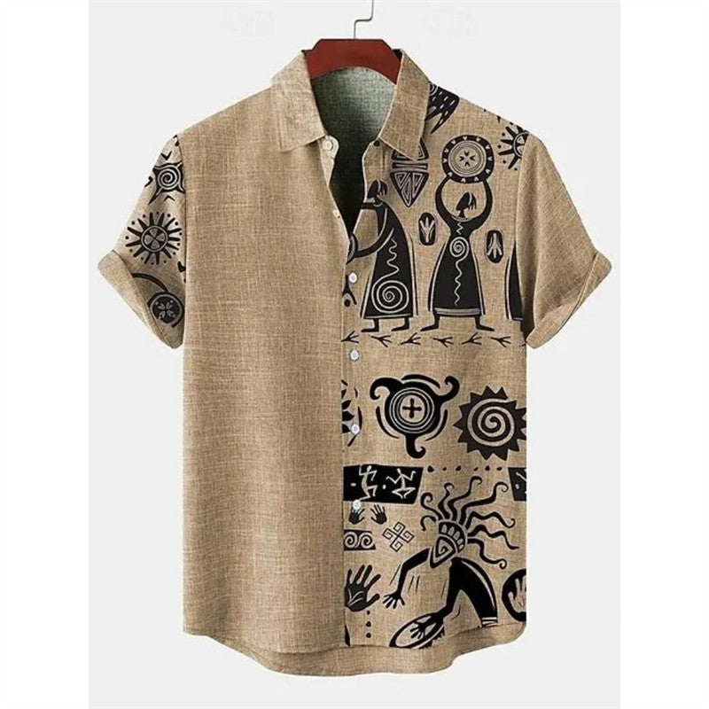 Men's Summer Hawaiian Casual Fashion Social Beach Style Short Sleeved Printed Loose Retro Vacation Shirt Camisas Estampadas