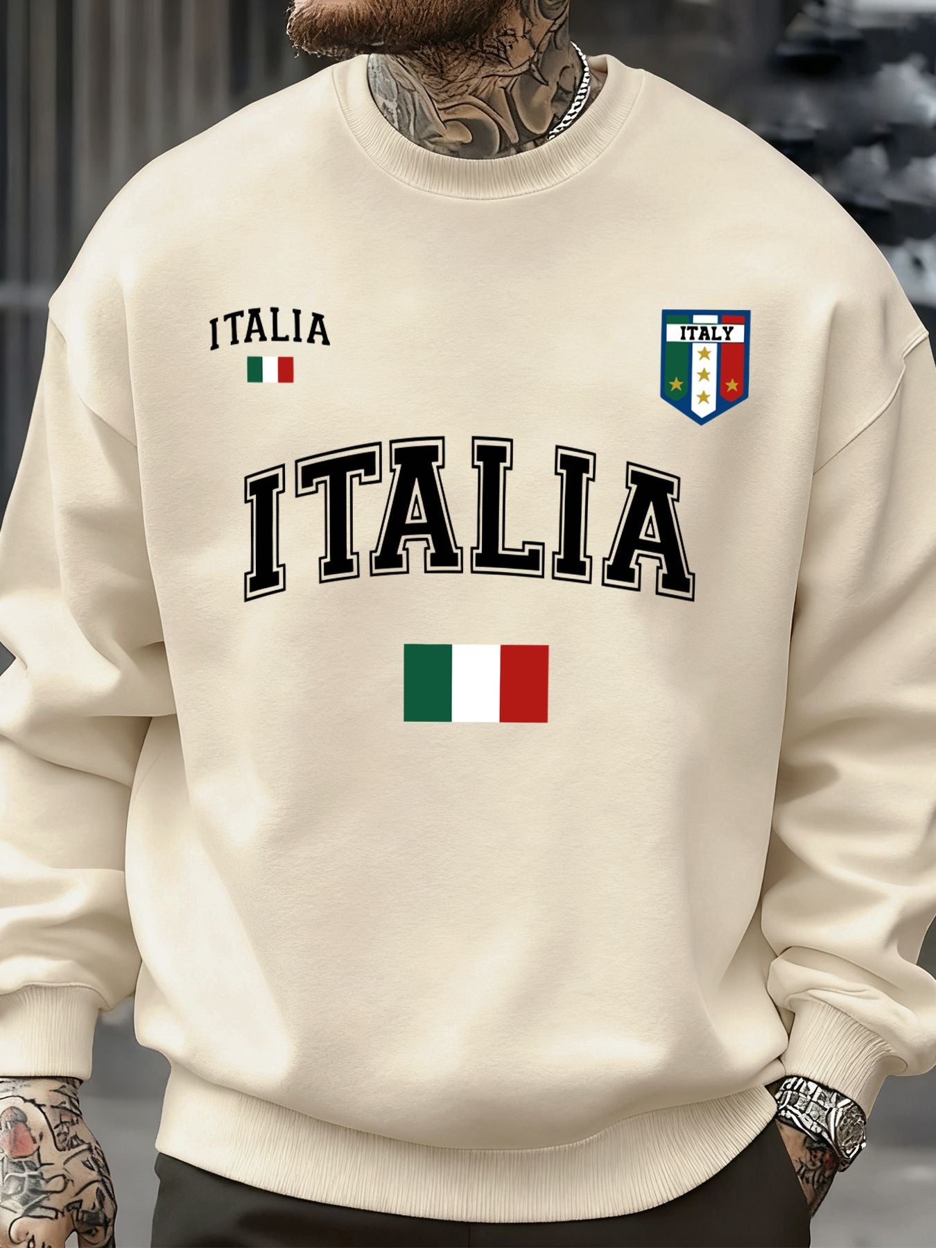 Italia Italian Flag Design Men Sweatshirt Creative Fleece Streetwear Fashion Clothes Autumn Hip Hop Pullovers Casual Tops