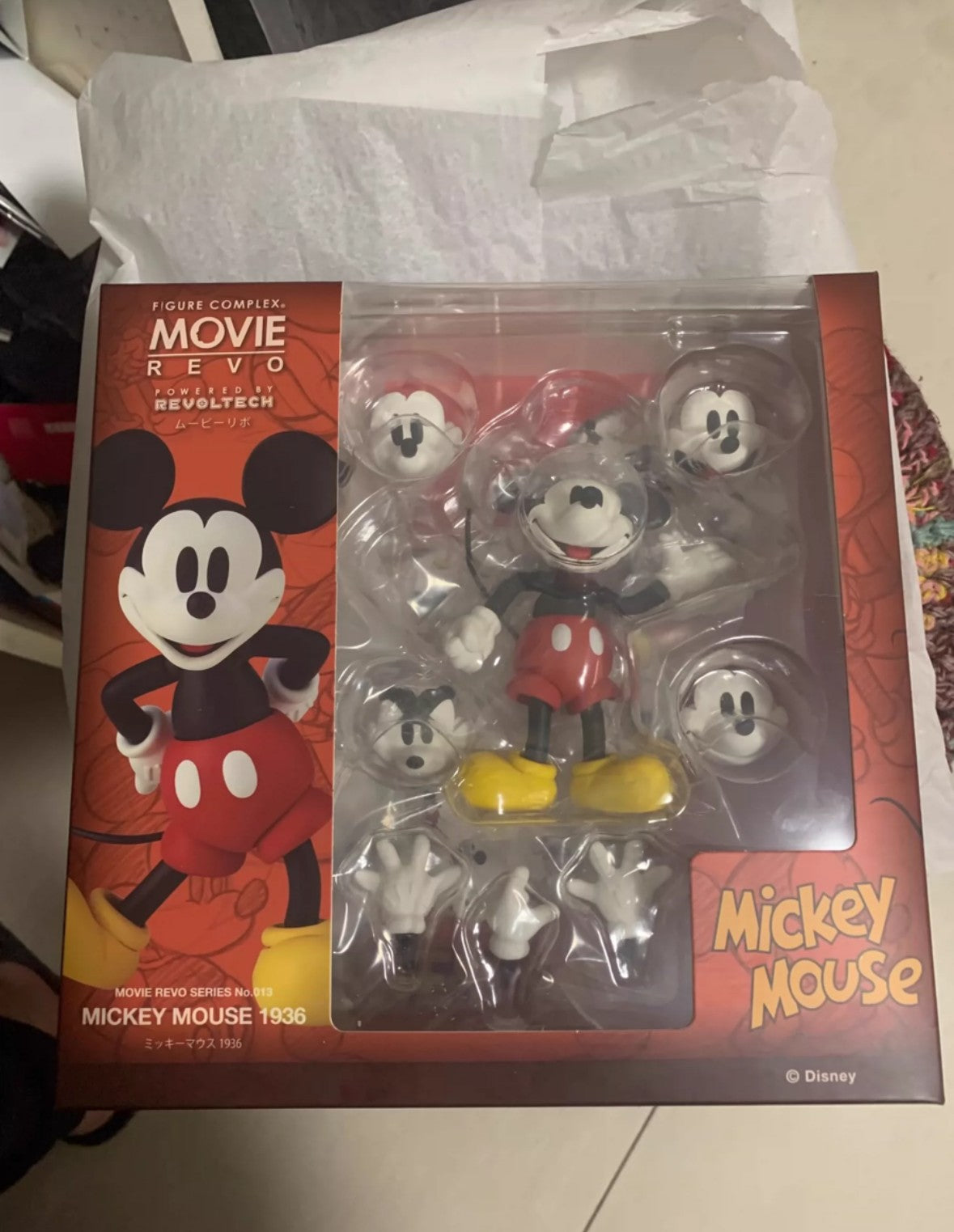 In Stock Original Disney 1936 Mickey Mouse Kaiyodo Revoltech Colorful Mickey Action Figures Anime Ornaments Collection Gifts Toy