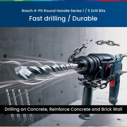Conjuntos de Brocas Bosch SDS Plus para Martelete para Concreto Diâmetro 6-12mm Cabo Redondo Acessórios para Martelete Perfurador