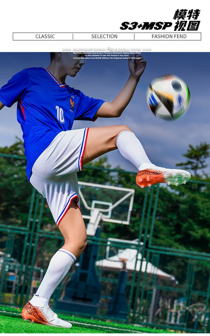 High-top Football Boots, Long Spikes Football Boots, Professional Firm Ground Non-Slipping Training Soccer Cleats for Big Boys