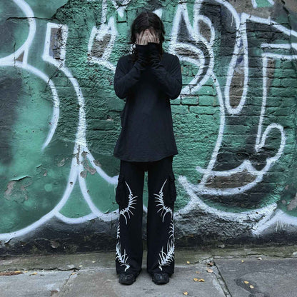 2025 Tendência Moda Rua Punk Hip-hop Calça Solta Masculina Retrô Harajuku Y2K Versátil Calça Casual Feminina Oversized