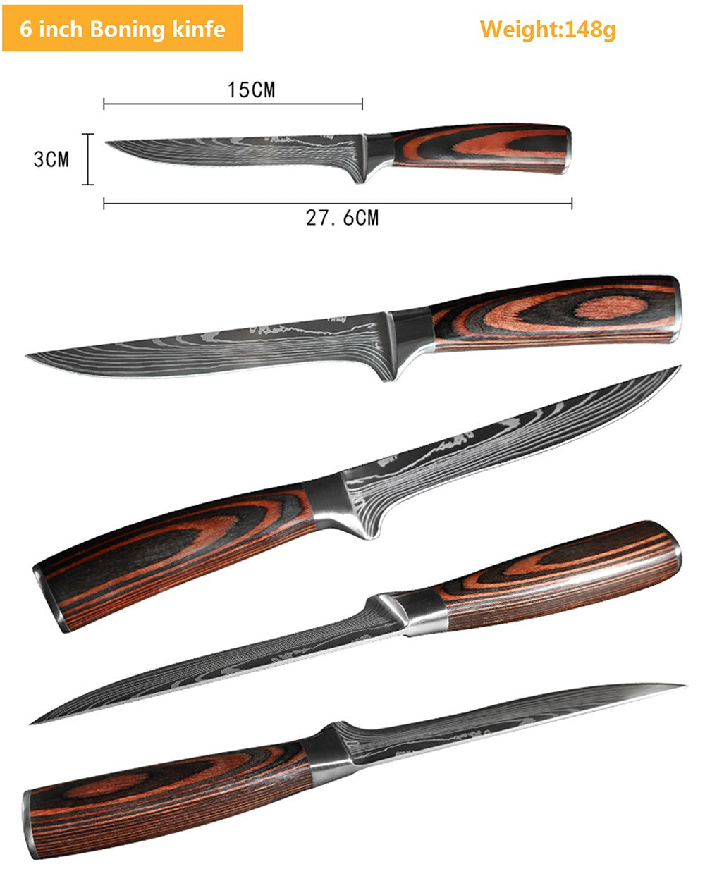 Conjunto de Facas de Chef 1-10 Peças Facas de Cozinha Padrão Damasco a Laser Faca Japonesa Santoku Afiada Cutelo Faca Utilitária para Fatiar