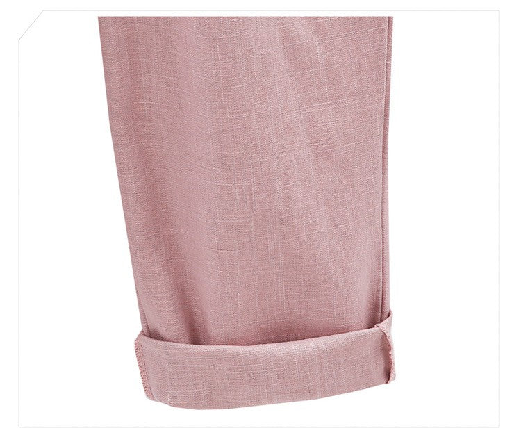 Cotton Linen Pants, Elastic Mid Waist Ankle Length Pant, Casual Women Loose Spring Pants, Female Slacks Size M-5XL 6XL 7XL 8XL