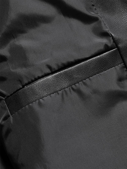 Men'S Vintage Motorcycle Jacket - Full-Zip Closure, Stand Collar, Non-Stretch Synthetic Biker Coat for Spring/Fall Riding, Casua