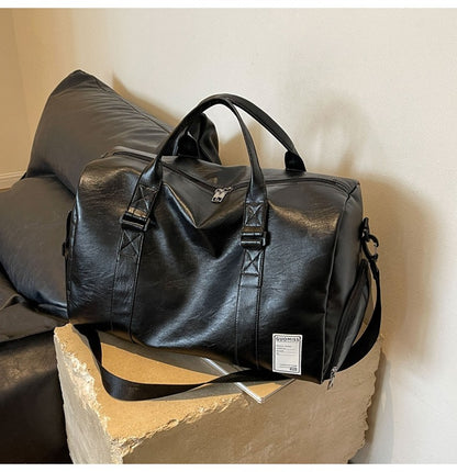 PU Travel Duffel Bag Waterproof Luggage Handbag with Shoes Pocket Weekender Overnight Daypack Dry Wet Sports Shoulder Tote Pack